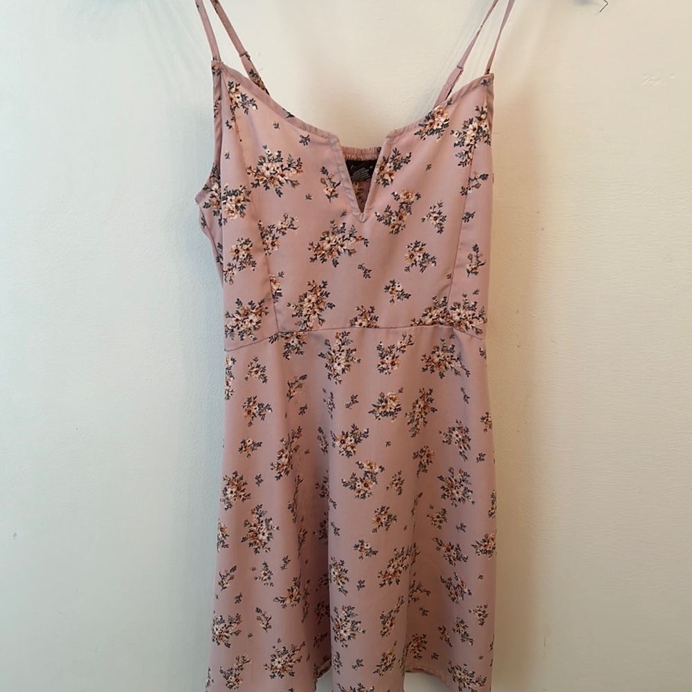 Pink floral dress, knee length